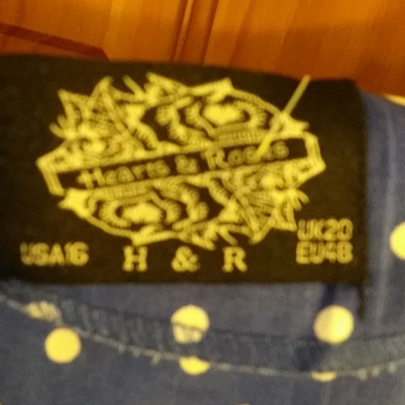 Hearts and Roses of London Blue Dot Dress US16 - Picture 2 of 6